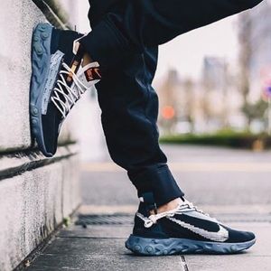 nike react wr ispa black & metallic silver